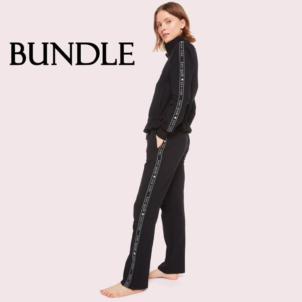NWT Kate Spade “Heart It” logo ruffle sweatshirt & sweatpants athletic wear set